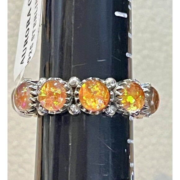 AURORA OPAL Southwestern Sterling Silver Infinity Ring Sz 8 - Picture 3 of 11